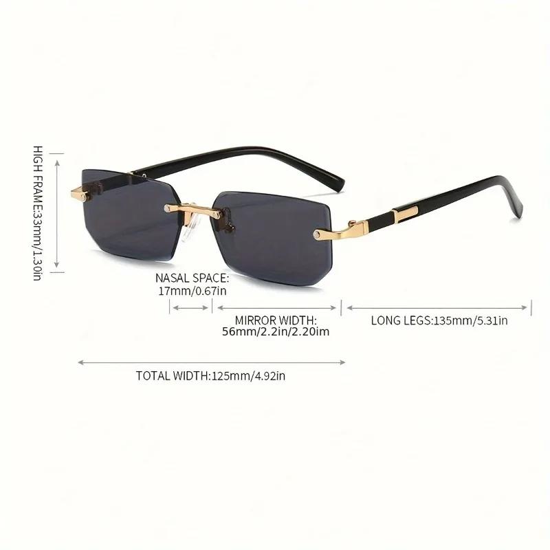 Fashionable Retro Square Unisex Frameless Sunglasses UV Protection Street Style Versatile Slimming Design for Men And Women