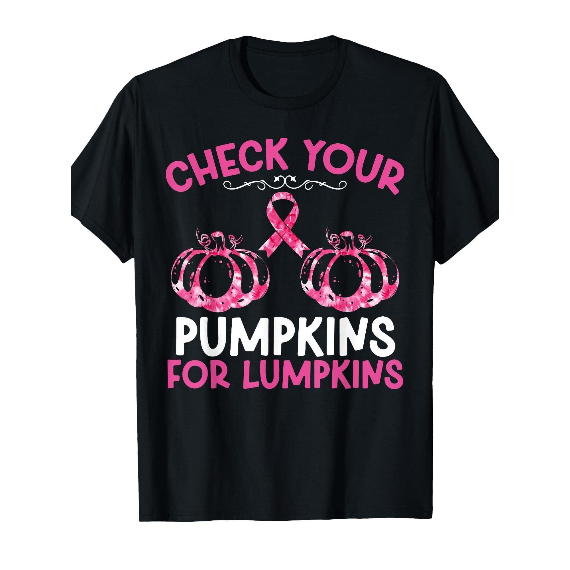 

Check Your Pumpkins Breast Cancer Awareness Graphic Tee Soft Print Crew Neck Short Sleeve Shirt - Men s Summer Cotton Graphic... S разноцветный