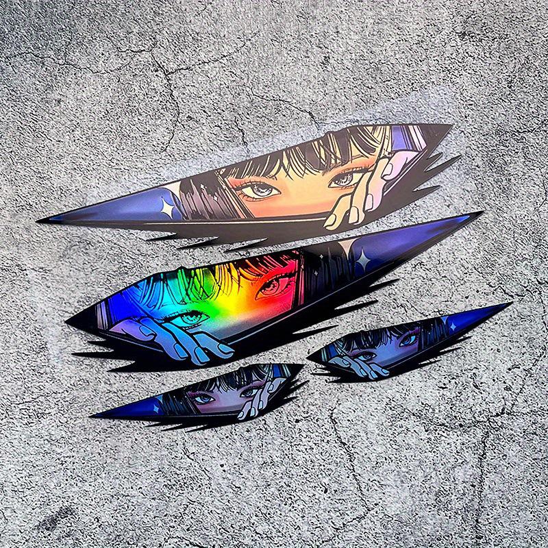 4Pcs 2D Anime Girl Eye Stickers for Cars & Motorcycles