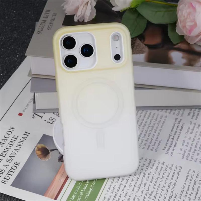 Luxury 2 in 1 Gradient Jelly Magnetic Case For iPhone 17 Air 16 15 14 13 12 11 Pro Max Plus For Magsafe Wireless Charging Matte Cover