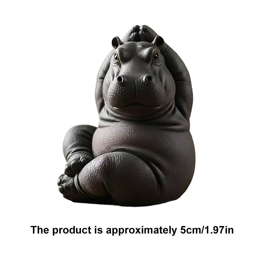 Creative Hippo Yoga Figurine Home Decoration Cute Animal Yoga Ornament Resin Hippo Figurine Desktop Decoration Funny Gift