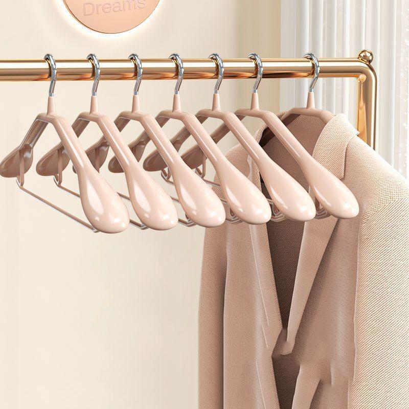 

Curved non-slip thick broad shoulder hangers stainless steel household seamless clothes support wardrobe wide shoulder wholesale