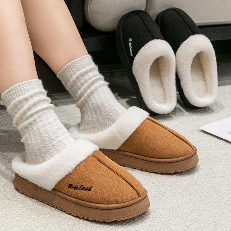 Autumn and Winter Thick Soled Anti Slip Slippers for Home and Indoor Use Plush Cotton Slippers