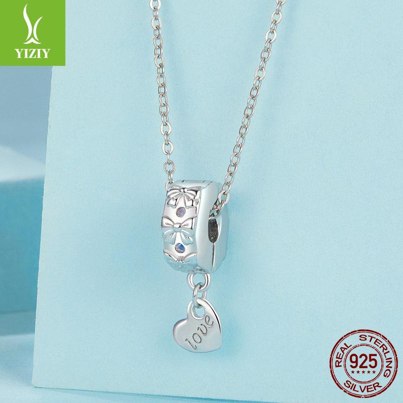 Love Bow Diy Bracelet Positioning Buckle, Romantic Girl Heart S925 Sterling Silver Beaded Accessories
