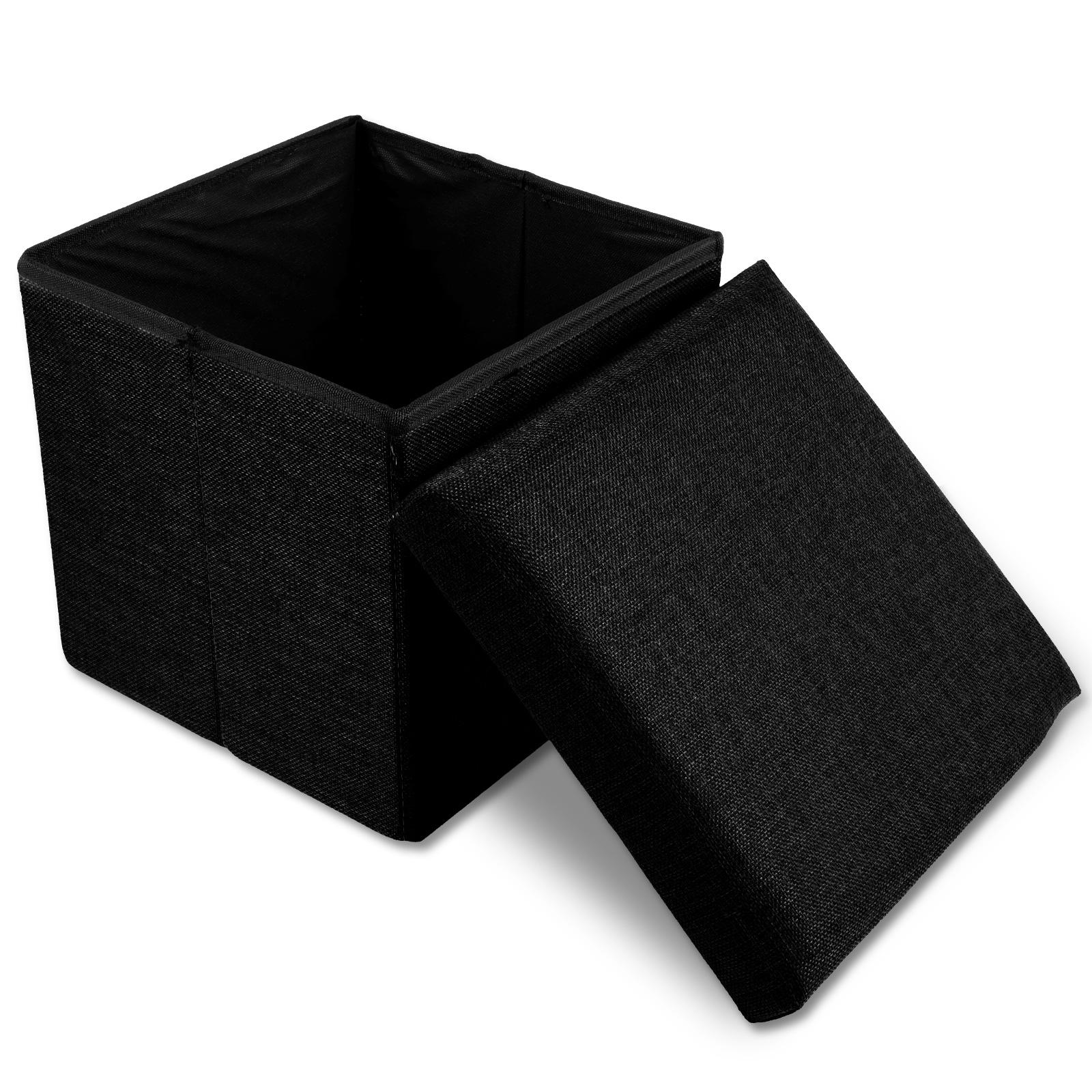 1/2 шт. Квадратный пуф-сундук для хранения Хлопчатобумажный льняной пуф-сундук для хранения Дышащий и влагостойкий Складной пуф-сундук для хранения для гостиной 1PC коричневый