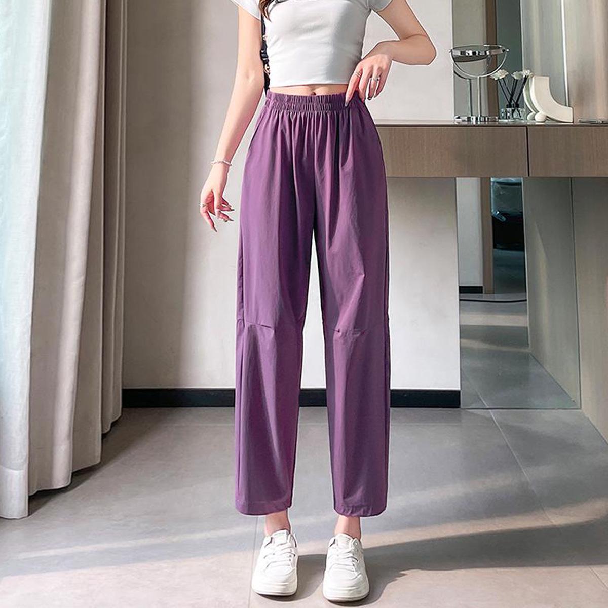 

2026 Summer Women s Ice Silk Quick-Dry Sun Protection Slimming Harem Pants - Casual, Lightweight, Nine-Point Fit M [100-120 jin]