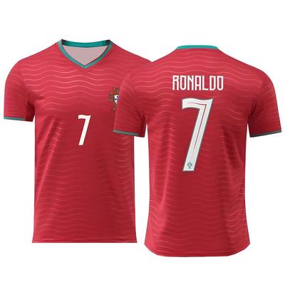 Camiseta de Treino de Futebol CR7 Adulto Copa do Mundo 2026 Portugal Camisa Titular Estampa 3D Conjunto de Treino Presente para Fã Camiseta Casual Respirável Unissex