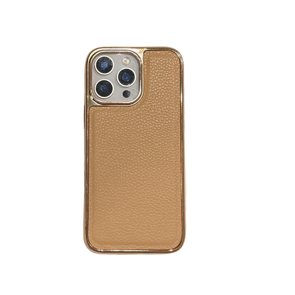 Applicable to Apple 17Air lychee leather pattern mobile phone case iPhone16promax electroplating 15 anti-drop all-inclusive.