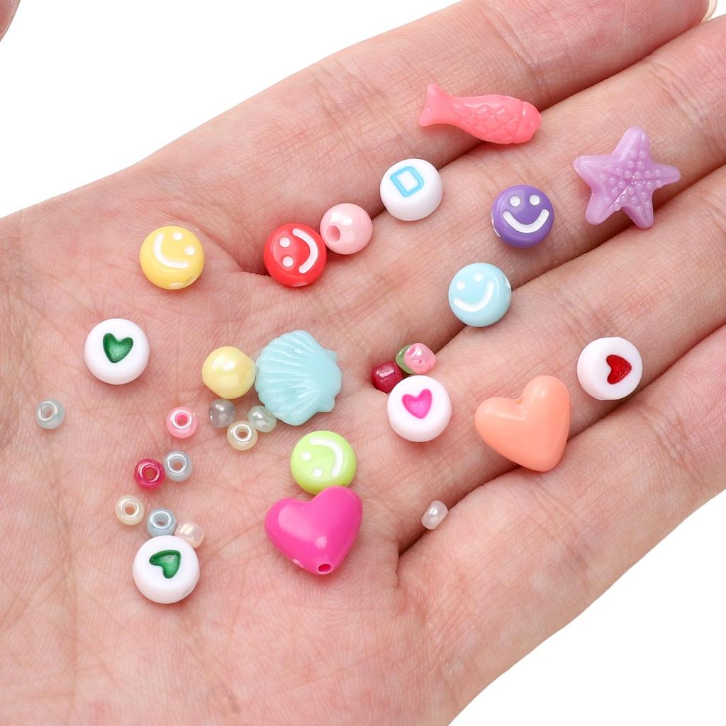 15box/bag Glass Seed Beads Acrylic Beads Elastic Line Thread Cord For DIY Accessories Jewelry Making