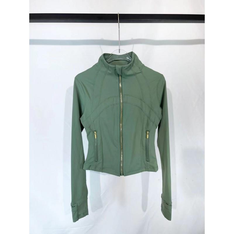 Womens Slim Fit Short Jacket Gold Zipper Yoga Fitness Activewear