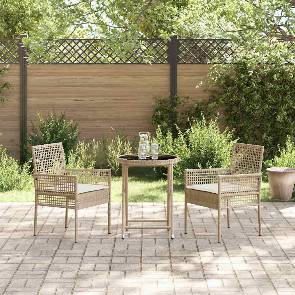 Garden Bistro Set 3 Pcs Beige Poly Rattan