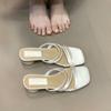 Thick heel with thin strap cool slippers women's outerwear with skirt sandals