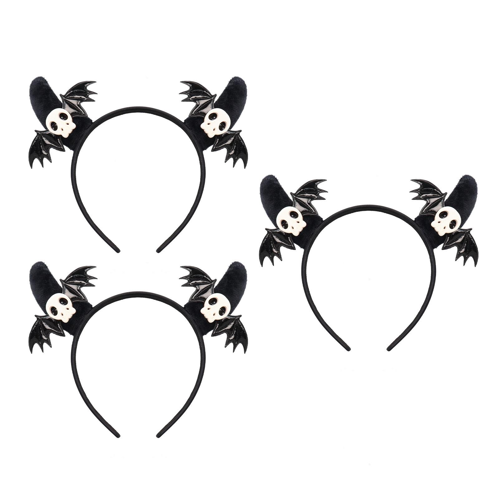

3pcs/set Halloween Devil Horns Headband with Bats - Funny Plastic Hair Accessories for Party Costume Unisex Headpiece 24X16cm