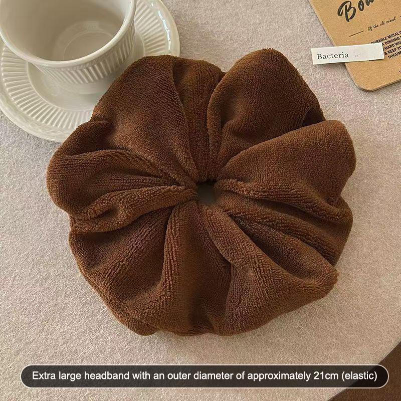 Vintage Solid Color Large Hair Scrunchies For Women Girls  High Absorbency Plush Elastic Hair Rope Sweet Hair Accessories