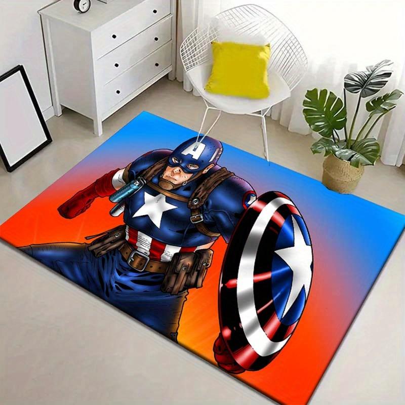 1pc Captain America Pattern Area Rug Soft Flannel Floor Mat for Living Room, Bedroom, Sofa Coffee Table Floor Mat, Machine Washable