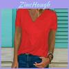 Women's V-neck Tunic Short Sleeve Loose Top T-shirt Plus Stylish Blouse Option