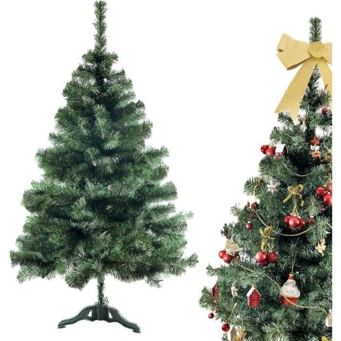 Sapin De Noël Artificiel - CREHOM - 150 Cm - Vert Foncé - Support Stable - Décoration Intérieure