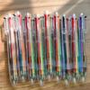 6-Farben Transparent Klick Mehrfarbiger Kugelschreiber Druckknopf Gel Tinte Schreibstift Schreibwaren Büro- & Schulbedarf