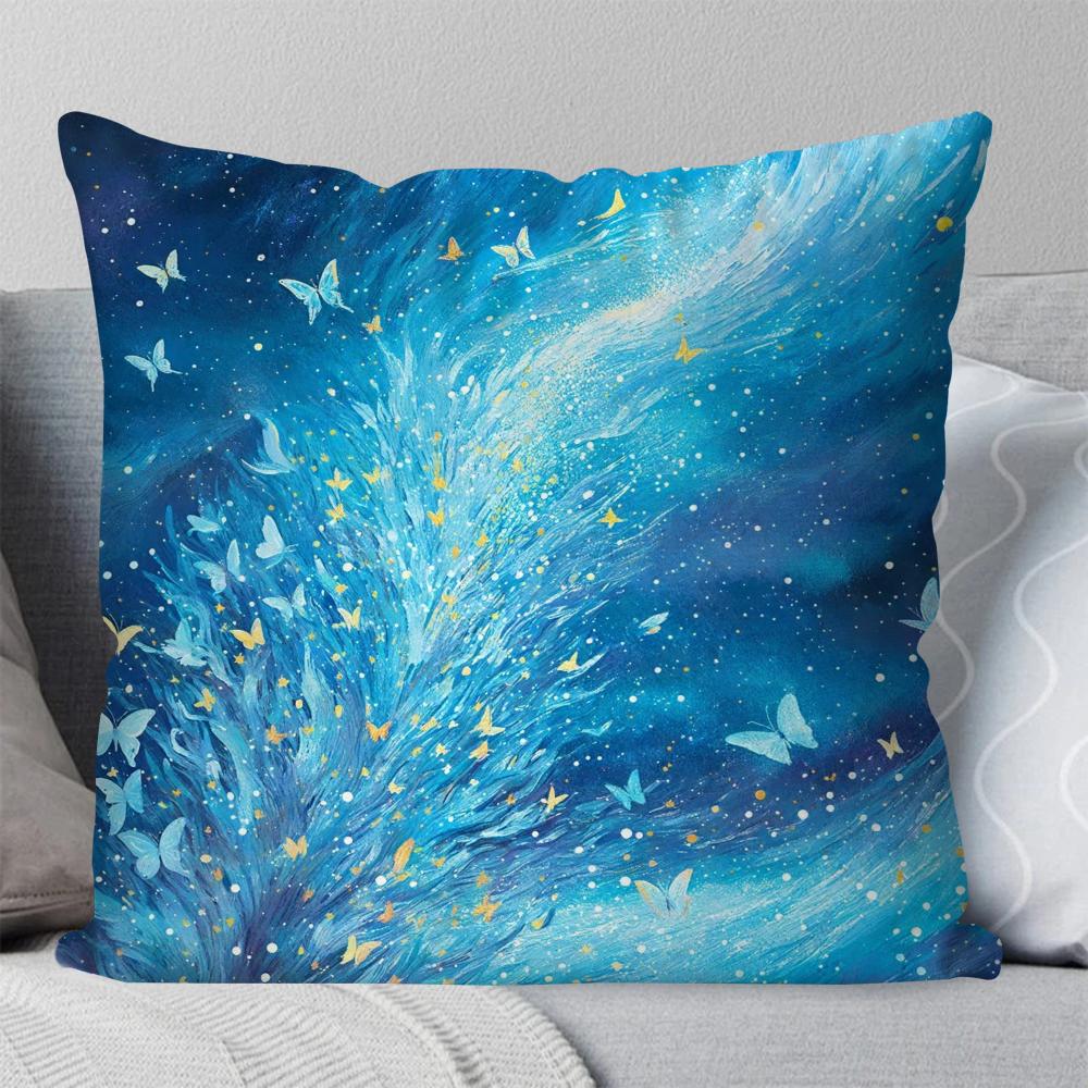 

1pc Cartoon Anime Butterfly Pillow Case Square Pillow Bedroom Sofa Leisure Comfort Cushion Car Living Room Home Decoration 40X40 16x16Inch