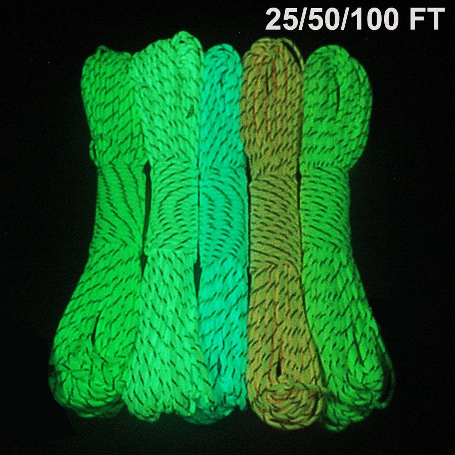 Night Rope Buy 50/100FT Glow In the Dark Reflective Paracord 9 Strand Luminous ...