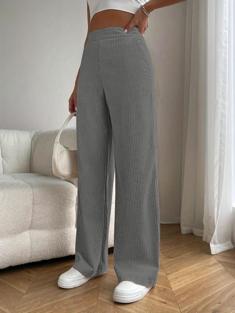 Women's Long Trousers Spring Autumn High-Waisted Wide-Leg Trousers Flowing Versatile Casual Straight-Leg Trousers