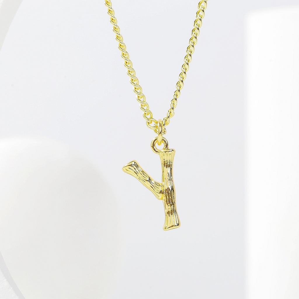 Necklace for Women Bamboo Letters Pendant Accessories Design Sense Temperament Simple Fashion Name Necklace 26 English Letters Necklace