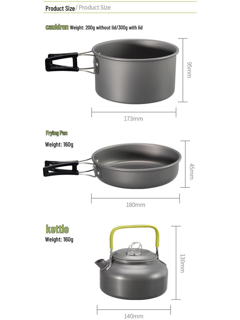 Outdoor Camping Cookware Set: Pots, Kettles & Tableware