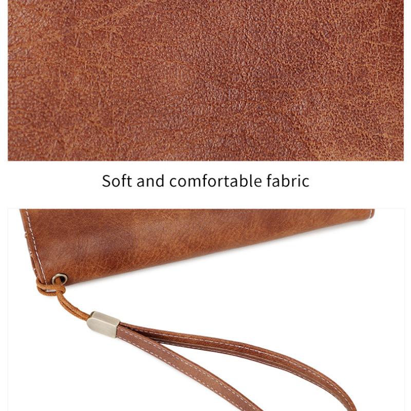 Portofel Lung Triplu RFID, Portofel Retro Multifuncțional pentru Femei, Geantă Plic Portabilă de Mare Capacitate, Culoare Solidă