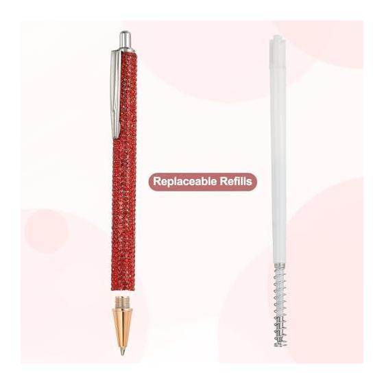 PATIKIL 3pcs Rhinestone Metal Ballpoint Pens, Crystal Diamond Pens with Black Ink, 1.0mm Point, Shiny Pens for Women, Gift, Office, Note-Taking,