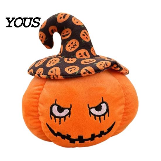 Decorative Pumpkin for Sofa Halloween Plush Toy, Cute Wizard Hat Stuffed Animal Pillow Soft Polyester Figure Bed, Spooky Home Decor Ornament Party And