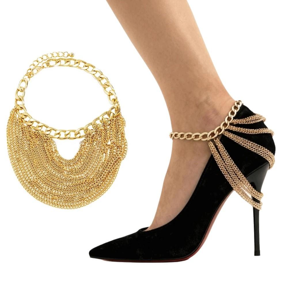 Long Tassel Punk High Heels Anklet Metal Chain Punk Layered Anklet Chains Wedding Party