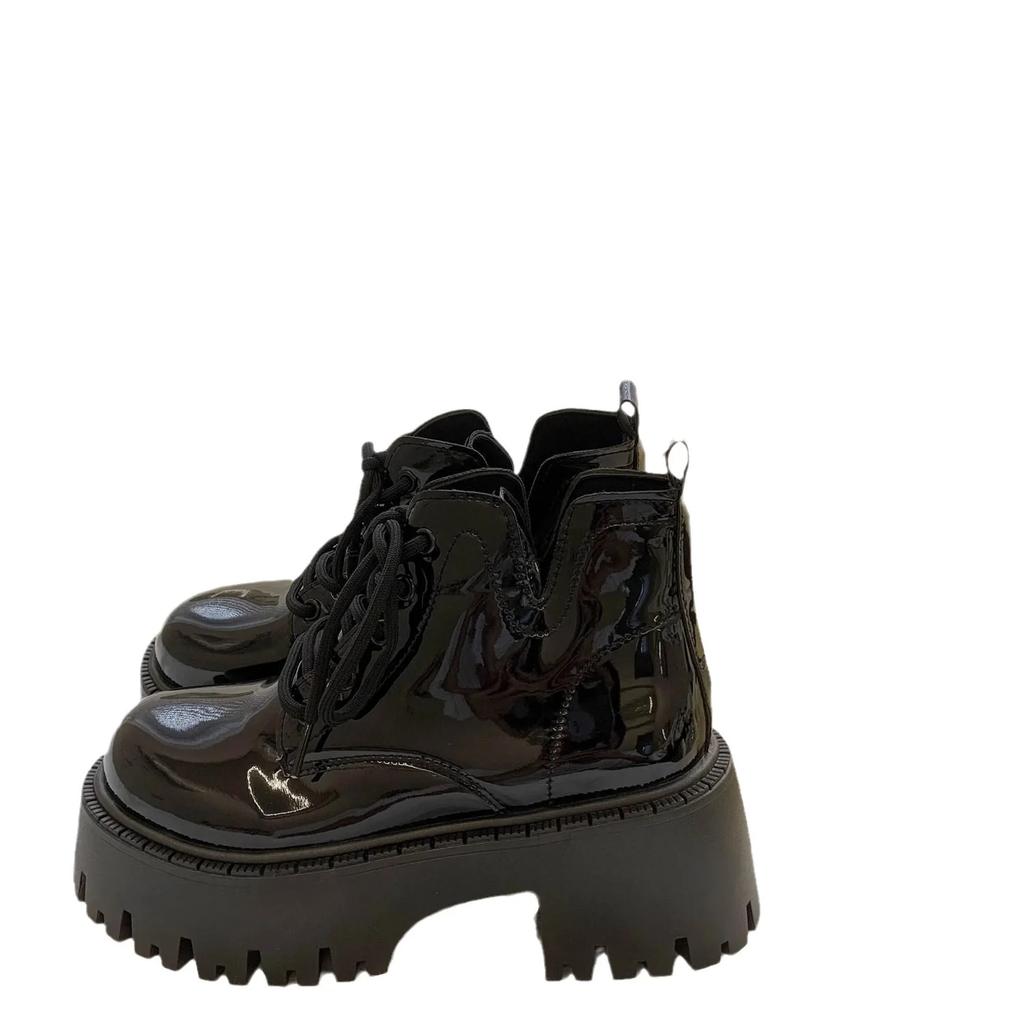 Chunky Black Platform Casual Women'S Ankle Boots  New Designer Autumn Winter British Style Platform Boots Shoes For Women
