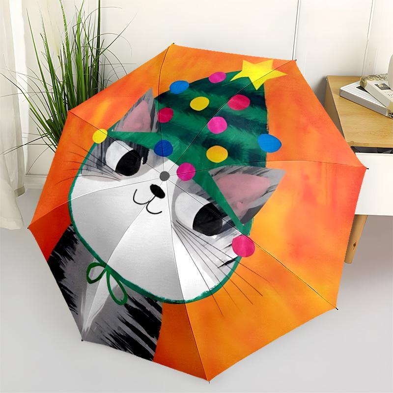 

1pc Cat Automatic Open/close Folding Umbrella, Compact Portable Travel Umbrella, Durable Construction yy251230106