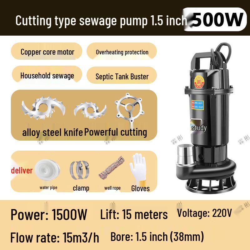 High-Power Submersible Sewage Cutting Pump for Feces, Biogas, and Septic Tanks