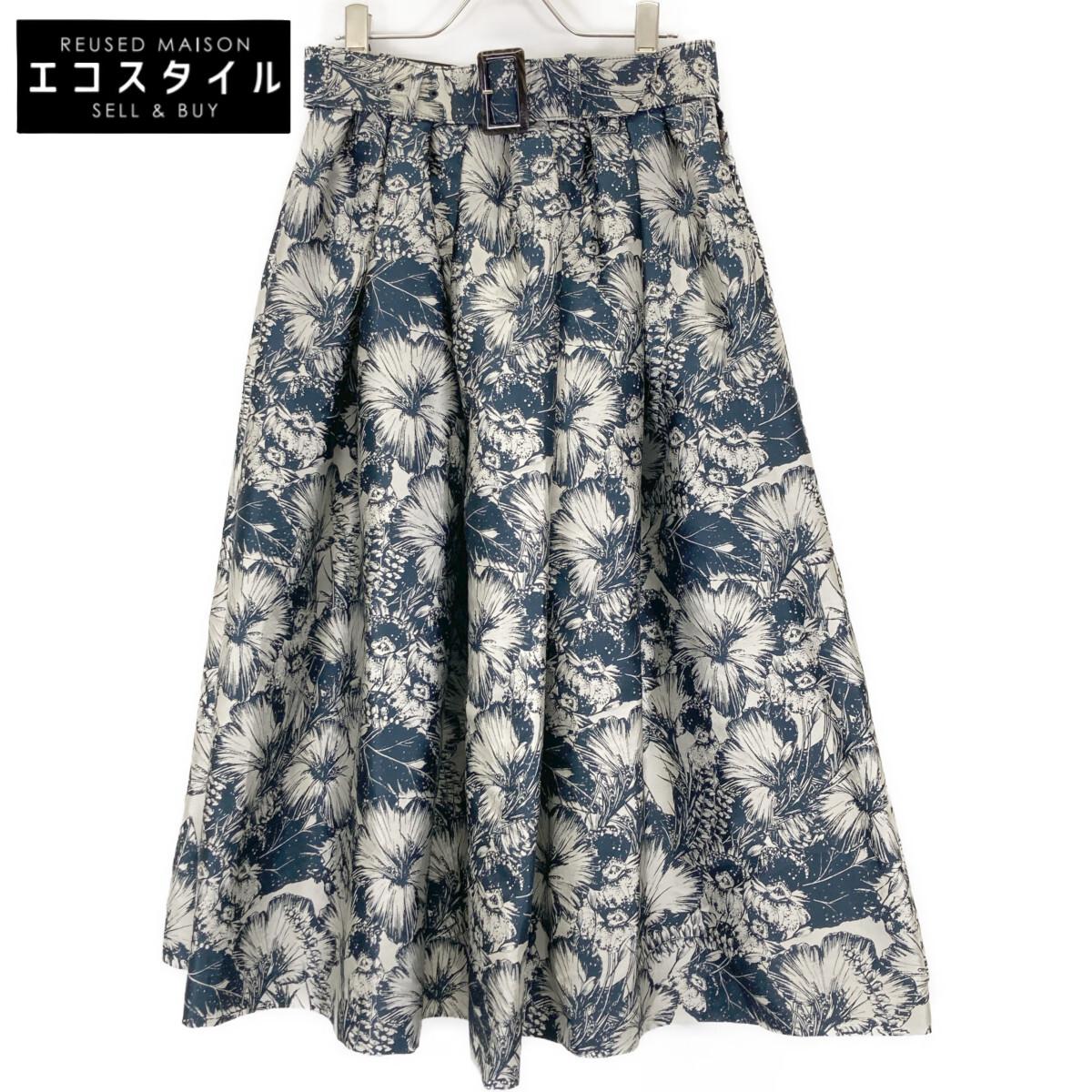 

OSLOW [4802-090-221A] Botanical pattern flare skirt M Navy / SilverUsed