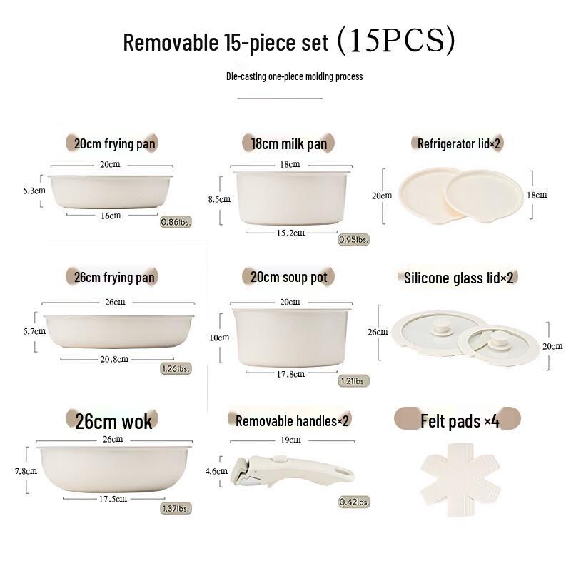 YiPan Detachable Handle Non-stick Cookware Set