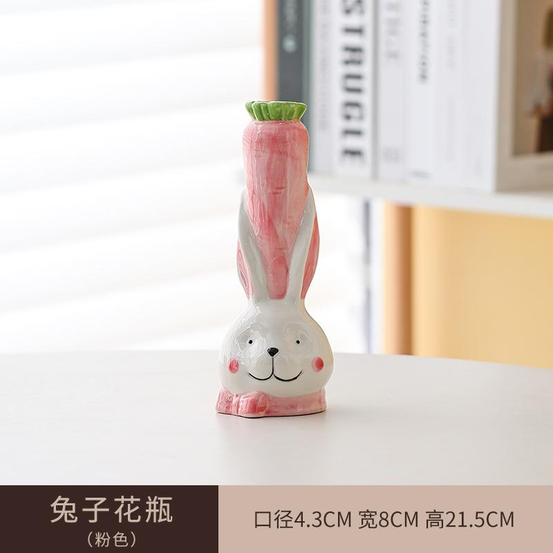 Süße Cartoon-Hase Keramikvase Wohnzimmer Ornamente Zuhause Süßes Tier Hydrokultur Vase Pflanze Blumen Hase Vase Kunst Dekoration