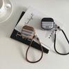ins leather contrasting stripe letters for airpods4 earphone cover pro3 new airpodspro2 protective cover 3rd generation apple wireless bluetooth