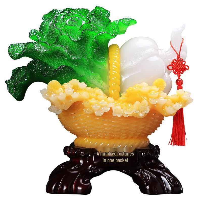 Creative Hundred Fortunes Cabbage Resin Figurine - Home and Office Gift