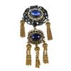 Vintage Gold Distressed Brooch: Rhinestone Tassel Corsage Chest Ornament