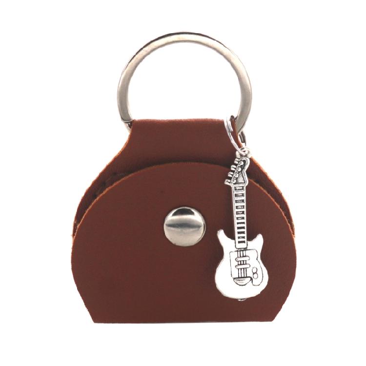 PU Leather Guitar Pick Holder Keychain Pick Cover Pouches Portable Plectrums Bag