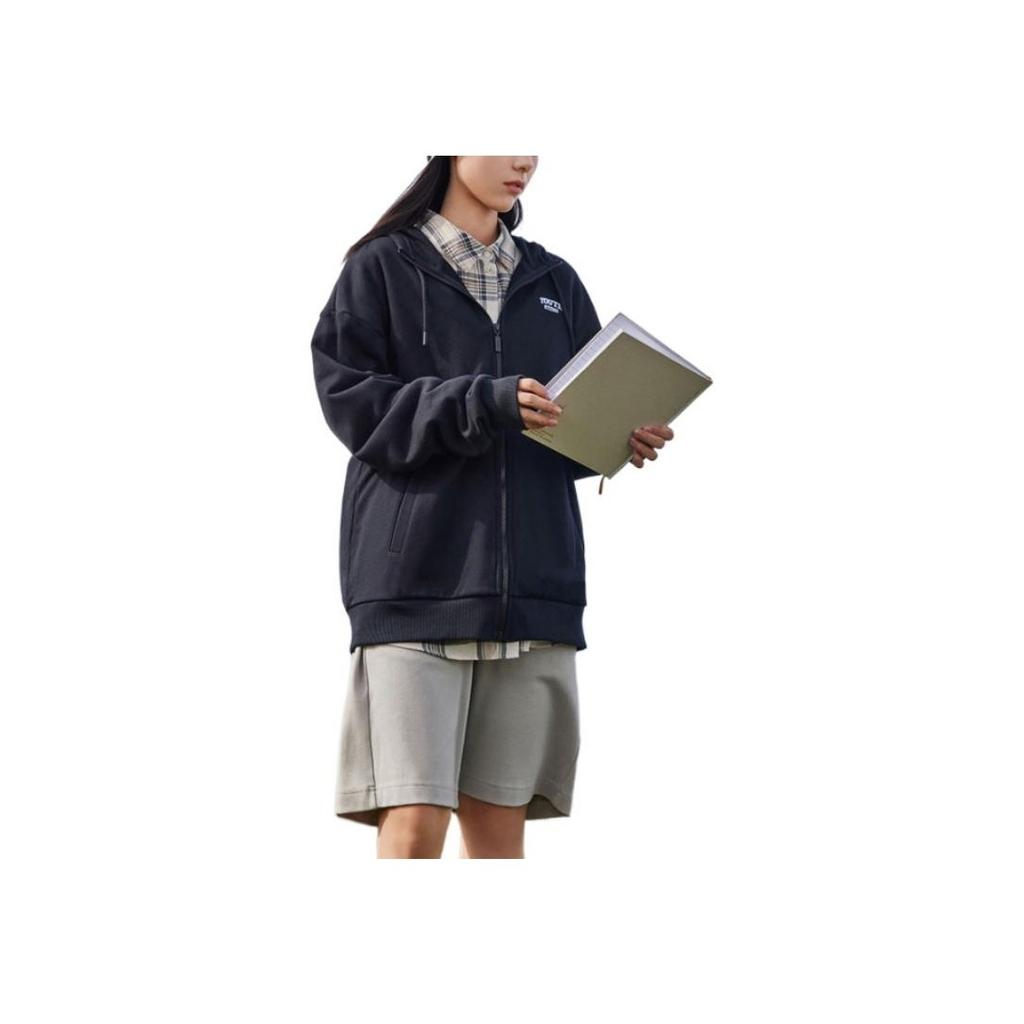 Anta Life Series Fw22 Solid Color Logo Zip Hoodie Unisex Hoodies Black 952238719-4