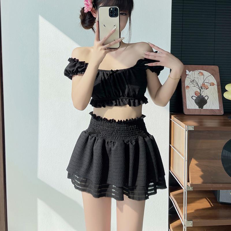 Women's Sweet French Cake Skirt Bikini Swimsuit for Hot Spring Resort