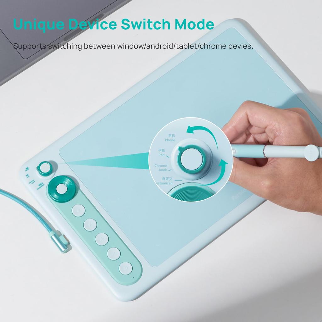 Parblo Pen Intangbo X7 Digital Graphics Tablet with Mode Switch 6 Customized and Upgraded Hard Inch Drawing Compatible with and Chrome Tablet, Button,