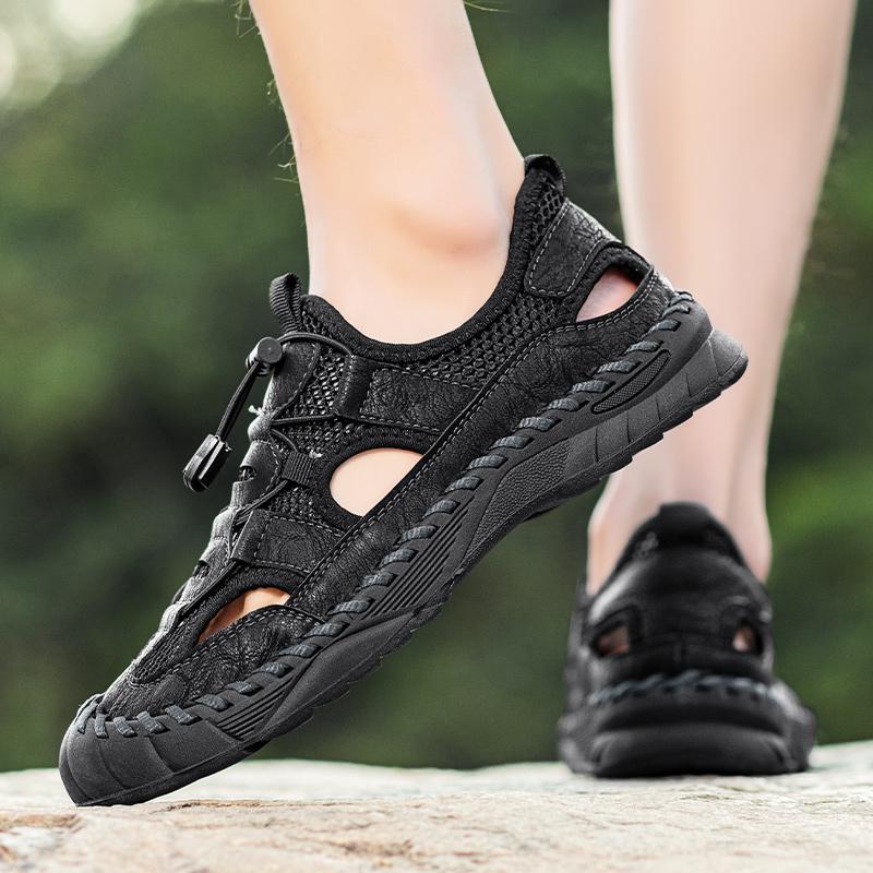 38-48 Sommer Herren Sandalen Outdoor Mesh Strand Sandalen Freizeitschuhe Sneaker Herren Leder Sandalen