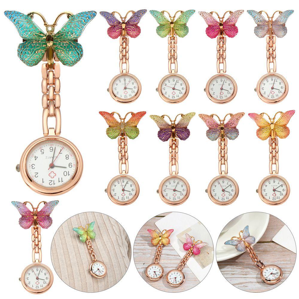 Lovely Doctor Pendant Pocket Watch Quartz Clock Butterfly Shape Nurse Watch