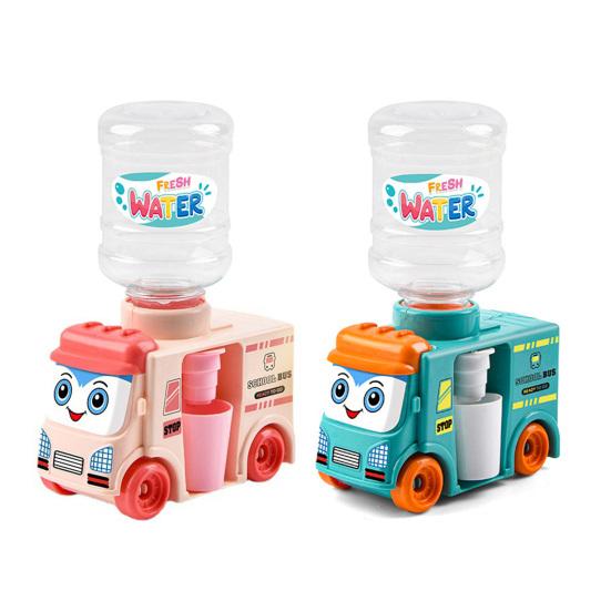 Mini Water Dispenser Bus 2 In 1 Press To Get Water Out Bottle Replaceable Pretend Play Funny Kids Water Dispenser Toy Children Gift