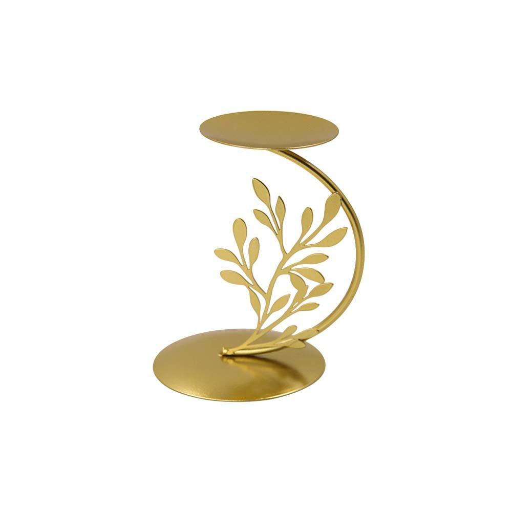 Romantic Rust-proof Leaves Candlestick Stand Exquisite Small Gold Candle Holder Modern Desktop Candlestick Ornaments Table