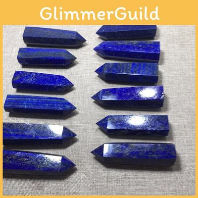 Natural Rock Lapis Lazuli Quartz Crystal Stone Point Healing Wand Dark Blue Gift Unique And Educational Healing Crystal
