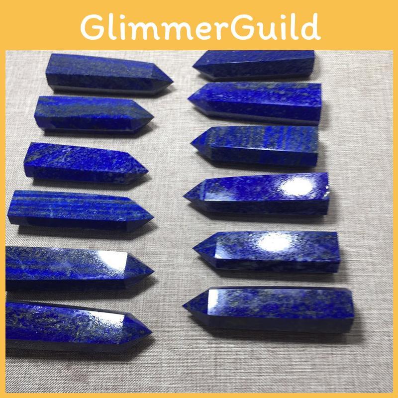 Natural Rock Lapis Lazuli Quartz Crystal Stone Point Healing Wand Dark Blue Gift Unique And Educational Healing Crystal